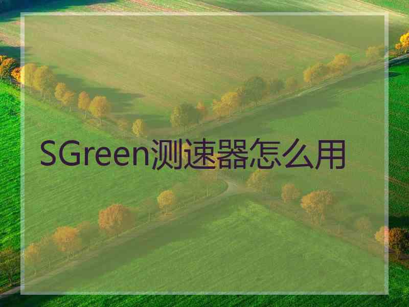 SGreen测速器怎么用